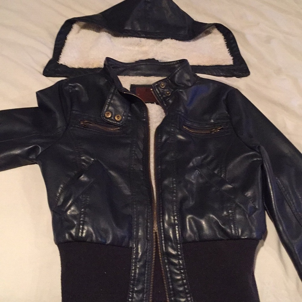 Gray leather type jacket with a good